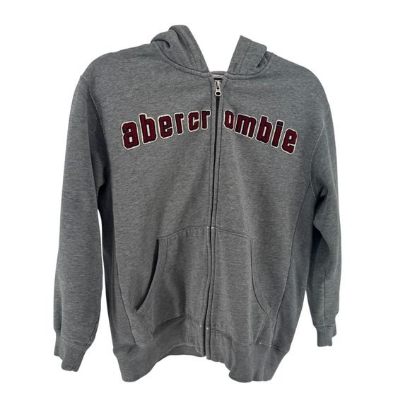 Abercrombie & Fitch Other - Abercrombie Kids Large Gray Full Zip Hoodie Sweatshirt Applique Logo 92 Patch
